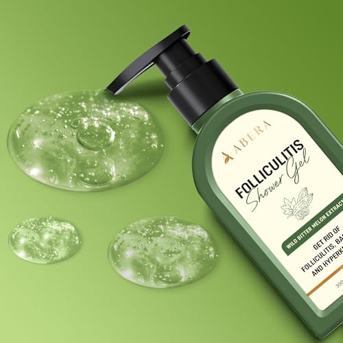 ABERA High-Performance Folliculitis Body Wash with Wild Bitter Melon Extract, BHA Shower Gel, Reduces Back Acne & Keratosis Pilaris, Folliculitis Treatment, Acne Body Wash for Sensitive Skin, 10.14 oz