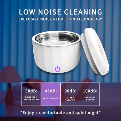 Portable Ultrasonic Retainer Cleaner,Cleans with just water,42kHz Mini Cleaning Machine for all Dental Appliances,Jewelry,Diamonds,Aligner,Whitening Trays,Night Dental Mouth Guard((2025Upgraded))