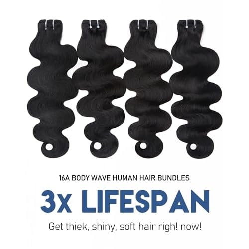 Lucklady 16A Raw Bundles Human Hair Body Wave, 28 Inch Body Wave Bundles Human Hair, Triple Lifespan Virgin Remy hair