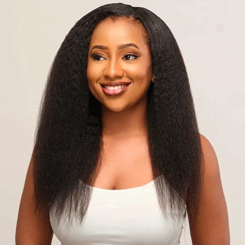 Glueless Half Wig Human Hair with Drawstring Kinky Straight Half Wig 180 Density Headband Wig Human Hair 3 In 1 Seamless Flip Over Half Wigs Human Hair 18 Inch Kinky Curly Half Wig