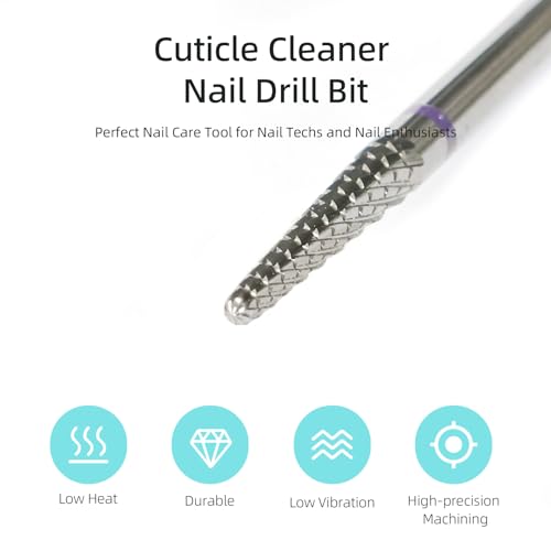 Small Cone Cuticle Clean Nail Drill Bits, 3/32" 2mm Conical Carbide Nail Bit, Professional Safety Under Nails Cleaner for Cuticle Dead Skin, Electric Manicure Accessories, Medium