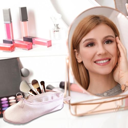 Ballet Shoe Makeup Bag, Small Cosmetic Bag for Trip Portable Cosmetic Travel Bag, Ballet Dance Shoe Makeup Bag Gifts for Women Girl Dancer Lover (Pale Pink)
