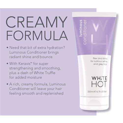 White Hot Shine and Bounce Trio: Glorious Shampoo 200ml, Luminous Conditioner 200ml, Infinity Mousse 150ml, Detoxing, nourishing, moisturising care plus low-effort, big impact style.