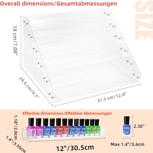 Acrylic Nail Polish Organizer Rack, 6 Tier Holder Stand, Paint Rack Gel Nail Polish Shelf Display, Sunglass Organizer, Essential Oils Storage Shelf, Holds Up to 72 Bottles