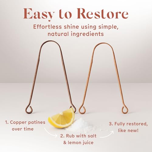 Arista Copper Tongue Scraper for Adults & Kids ? 100% Pure Copper Tongue Cleaner ? Extreme Bad Breath Treatment for Adults, Oral Detox & Hygiene ? 1 Pack with Travel Pouch