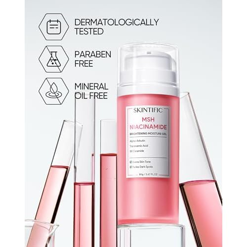 MSH Niacinamide Brightening Cream,Fades Dark Spots, Evens Skin Tone, Tranexamic Acid, ¥á-Arbutin, 5X Ceramides, Centella Asiatica, Suitable for Oil skin, 2.67 oz / 80g