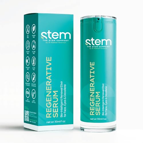 STEM Natural Intelligence Skin and Face ReGenerative Serum for Women, Facial Moisturizer Skin Care Peptides Serum, Luxury Face Moisturizer for Women, Hydration Serums, Antioxidant Support Serums, 1 oz