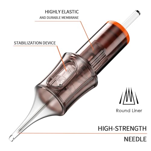 50 Assorted Tattoo Cartridge Needles Mixed Size #10 Bugpin Round Liner Shader Magnum - 5 Pcs each of 5RL, 7RL, 9RL, 11RL, 5RS, 9RS, 15M1, 21M1, 15RM, 21RM Pro Disposable Membrane Tattoo Needles