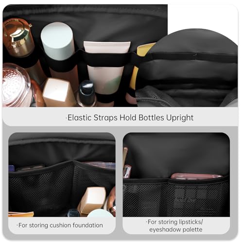 SUNRISING Travel Toiletry Bag Makeup Bag for Women, Large Water-Resistant Travel Cosmetic Make Up Bag with Handle£¬Travel Toiletry Bags for Compartments Accessories Essentials-Black