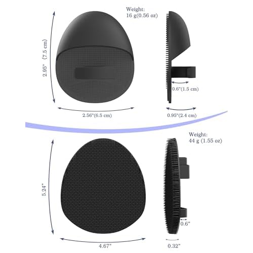 Manmihealth Silicone Back Scrubber (Thick Bristles) & Bath Glove & Face Brush Set(3PCS), Super-Exfoliating & Lathering Body Scrubber, Shower Brush, Face Scrubber Combination, with a Free Hook.(Black)