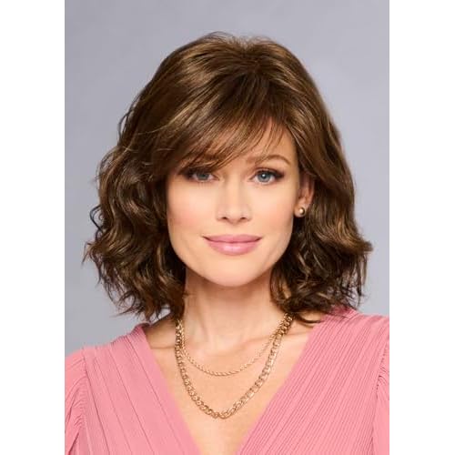 GABOR Fancy Chic Mid-Lenth Layered Tousled Bob Wig by Hairuwear, Average Cap - Dark Brown