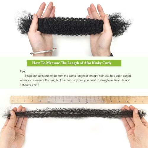 16 Inch Afro Kinkys Bulk Human Hair Kinky Curly Braiding Hair for Mini Twist 50g/Pack Natural Black 4C Dreadlock Extensions for Permanent Sister Locs/Mini Twists/Braids/Repair Can Dye and Bleach