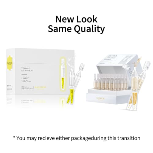 Vitamin C Face Serum with Glutathione, 4D Hyaluronic Acid & Aloe Vera ? Lightweight Brightening & Hydrating Ampoule for Daily Skincare, Dark Spots, Sensitive Skin Friendly - (1.0 ml)*30 Vials