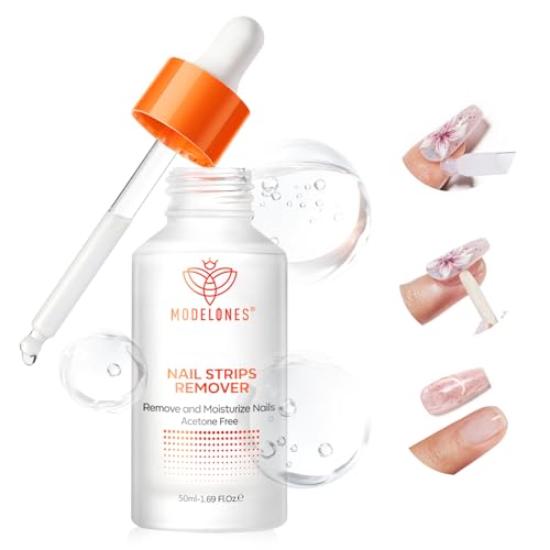 Modelones Semi-Cured Gel Nail Strip Remover | Nail Glue Remover Easy Peel Gel Strips, Press on Nails and Nail Polish | Gentle, Non-Drying, Nourishing and Hypoallergenic Acetone-Free Formula 50ML