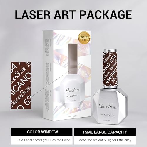 MelodySusie Thick Americano Brown Gel Nail Polish,0.5fl oz Nails Soak Off UV LED Caramel Coffee Brown Gel Polish Gift for Women Nail Art Manicure Salon DIY Nail Design Decoration at Home-534-A1205