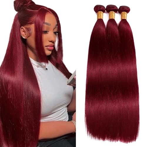 30 30 30 Inch Burgundy Bundles 99J Wine Red Straight Human Hair Bundle Double Weft 99J Wine Red Bundles Burgundy Straight Bundles Human Hair