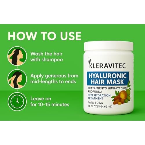 Hyaluronic Hair Mask Formulated With a Rich Blend of Olive Oil and Jojoba Oil to Provide Intense and Lasting Hydration for Dry or Damaged Hair, Restore Vitality and Shine (36 OZ)