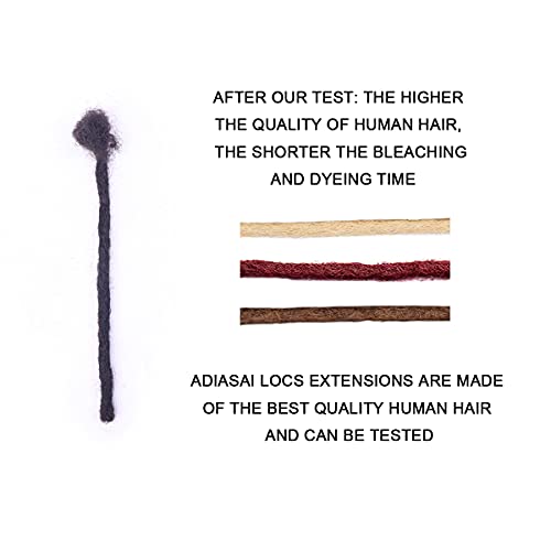 100% Real Human Hair Dreadlock Extensions, ADIASAI 0.8cm Thickness 14 Inch 60 Strands Can Be Dyed and Bleached Full Hand-made Loc Extensions for Men Women Kids 100% Unprocessed Natural Black