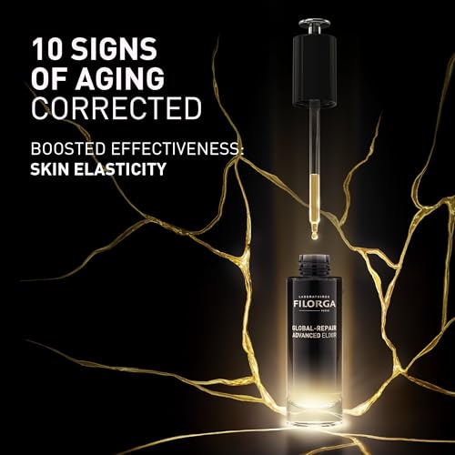 Filorga Global-Repair Advanced Elixir, Anti-Aging Face Treatment Repairs the Skin Barrier with a Rejuvenating Formula of Ceramides, Precious Oils, & Rose Extract to Reduce Wrinkles, 1.01 fl oz