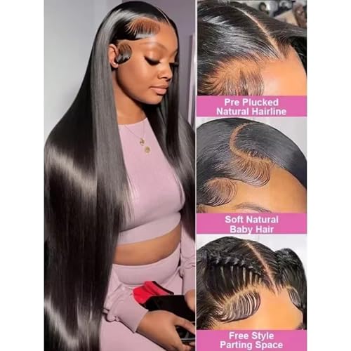 VibeFusion 13x4 HD Transparent Lace Front Human Hair Straight Wig 200% Density Glueless Pre-Plucked Pre-Cut 20 Inch Women's Wig