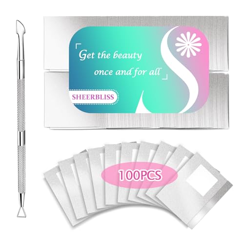 Foil Nail Wraps SHEERBLISS Nail Foils Soak Off 100PCS Nail Foil Wraps For Soak Off Gel Polish Remover,with 1pcs Cuticle Pusher for Removing Nail Polish at Home
