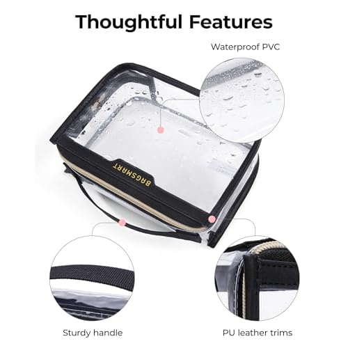 BAGSMART TSA Approved Toiletry Bag, Clear Travel Toiletry Bag, Makeup Cosmetic Pouch Bag for Women Quart Size Compliant Bag Organizer for Travel Essentials (Grey Pack of 1)
