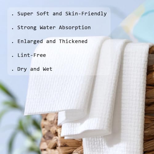 Disposable Face Towels, Facial Cleansing Cloths, Extra Soft Makeup Removing Cleansing 10"¡¿12" Face Towelettes, Skin Care and Makeup Removal, 100% Pure Plant Fiber