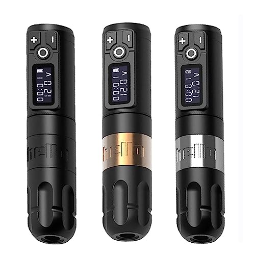 CHUSE Wireless Tattoo Pen Machine, Rotary Tattoo Gun Microblading Pen Permanent Makeup PMU Kit Supplies for Eyebrow Eyeliner Lip with 2,400mAh Battery Wireless Power 4.0mm Stroke (Gold)