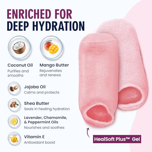 Dr. Frederick¡¯s Original Moisturizing Gel Socks for Men & Women ? Dry Feet & Cracked Heel Treatment ? Full Foot Gel Lining with Mango Butter, Shea Butter, Jojoba & Coconut Oil ? Plush Pink