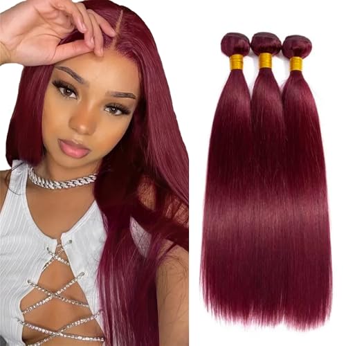 Burgundy Bundles Human Hair 99J Straight 3 Bundles 18 20 22 inch 8A Brazilian Virgin Hair Extensions 99J Bundle 300g