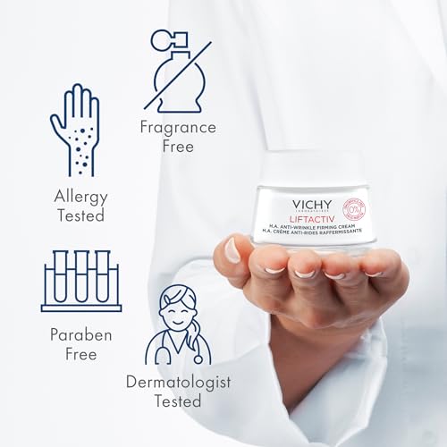 Vichy LiftActiv H.A. Anti-Wrinkle Firming Cream, Anti Aging Face Cream With Vitamin C & Hyaluronic Acid, Smoothing & Firming For Wrinkles, Visibly Plumps Skin & Improves Radiance