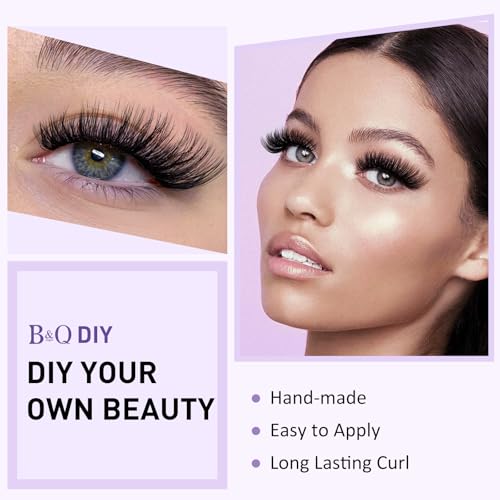 B&Q Lash Clusters Wispy B02, Eyelash Clusters 72PCS Cluster Eyelash Extensions, D Curl Lash Cluster 8-16mm Natural Individual Lashes Volume False Eyelashes Clusters with Soft Band(B02-D-8-16MIX)
