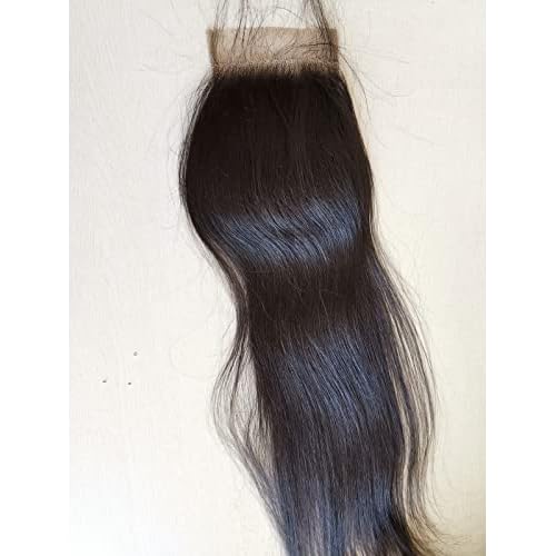 Clytie 4¡¿4 Lace Closure Unprocessed Raw Indian Temple Human Hair Silk Straight Medium Brown Lace Closures (4¡¿4 18")
