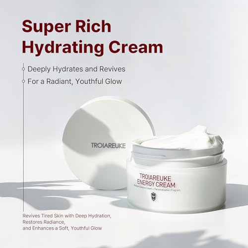 TROIAREUKE Energy Cream, Moisturizing Facial Night Cream with Bifida, Galactomyces, and Peptides For Dry, Dehydrated, and Combination Skin, Korean Skin Care