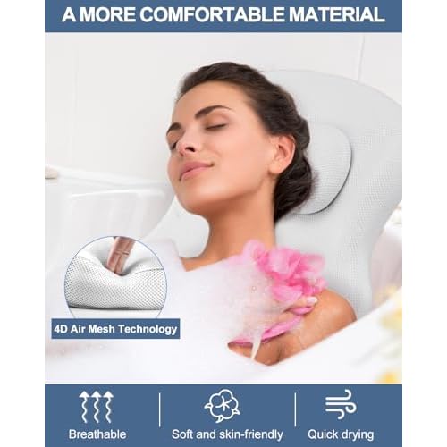 YSJILIDE Full Body Bath Pillow for Bathtub, Spa Bath Pillows for Tub Neck Head Neck Shoulder and Back Support, with Non-Slip Suction Cups/4D Air Mesh