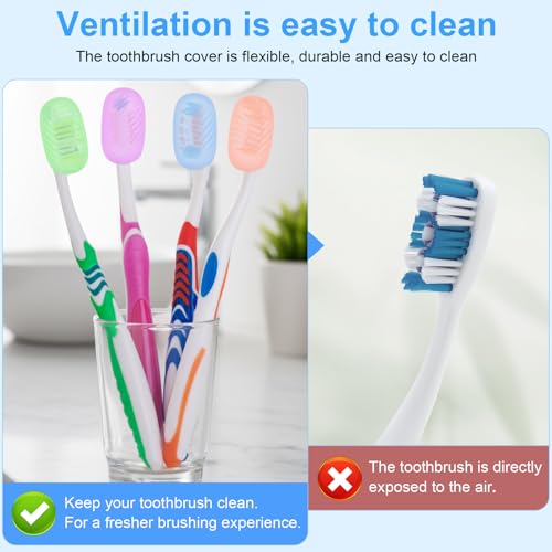 Xixter 12 Pack Silicone Toothbrush Covers for Travel, Tooth Brush Cover Cap for Electric & Manual Toothbrushes Head Covers, Toothbrushes Protector for Kids, Reusable Toothbrush Caps
