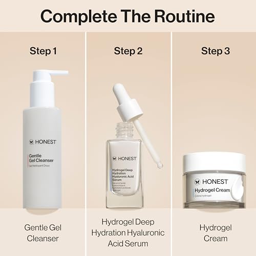 Honest Beauty Hydrogel Deep Hydration Hyaluronic Acid Serum | Moisturizes + Plumps | Hypoallergenic, Fragrance Free, Vegan, Gentle for Sensitive Skin | 1 fl oz