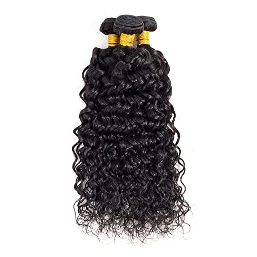 Water Wave Bundle Natural Black Human Hair 3 Bundles Brazilian Unprocessed Virgin Hair Extensions Double Weft Bundle For Women 26 28 30 Inch