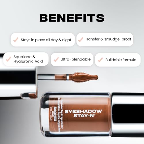 Sacheu Liquid Eyeshadow STAY-N Longwear Eye Makeup ? Buildable Highly Pigmented & Blendable Eye Shadow Cream in Matte & Shimmer Finishes, Shu-ggah