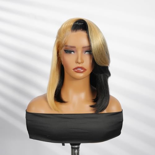 Yolissa Honey Blonde Wig Human Hair Short Blonde Wig Straight Wigs Human Hair 13x4 Lace Front Wigs Glueless Wigs Pre Plucked Pre Cut Wig For Women 14in