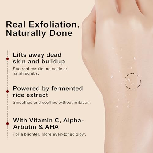 Peel Shot Glow White Rice Peeling Ampoule, Gentle Exfoliating Face and Body Scrub, Dead Skin Cell Remover, Rice Exfoliant Serum Cream Lightweight Hydrating Formula for All Skin Types - 80ML