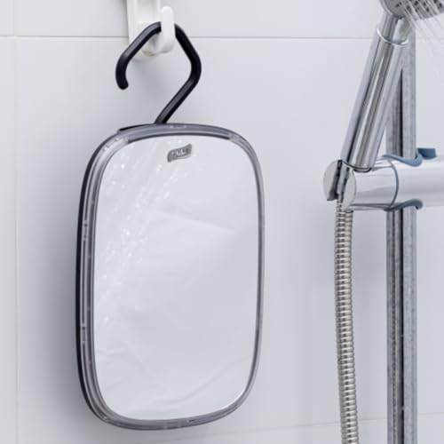 TAILI Shower Mirror, Hanging Fogless Shaving Mirror for Travel Camping, Removable Fog Free Shave for Wall, Shower Accessories, Bathroom, Portable, Shatterproof, Gift for Men Black