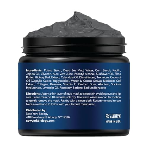 New York Biology Dead Sea Mud Mask for Face, Body | with Stem Cell and Collagen | Spa Quality Pore Refiner for Oily Skin | Natural Skincare for Women, Men | Tighten Skin | 4 oz (Pack of 2)