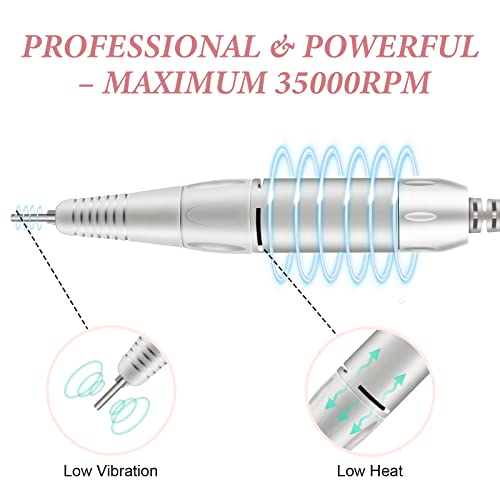 Electric Nail Drill, DELIFO Portable Nail Drill Professional 35000 RPM Nail File Machine Rechargeable Pedicure Acrylic Nails Polishing Tools with Bits LED Display for Home Salon Manicure
