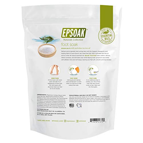 Tea Tree Oil Foot Soak with Epsoak Epsom Salt - 2 Pound Value Bag - Made in The USA
