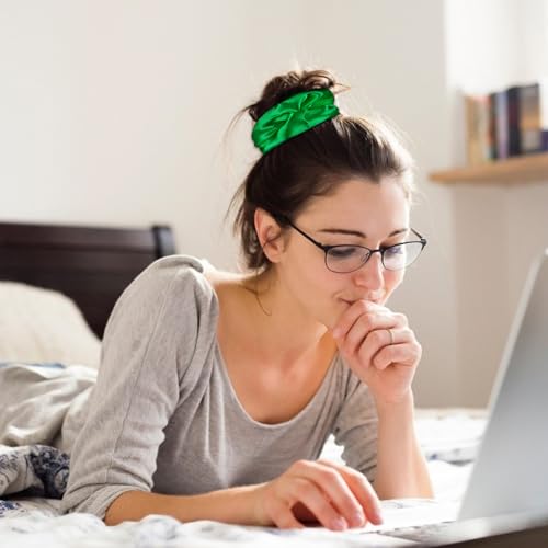16 Pcs Satin Green Scrunchies Bridesmaid Proposal Gifts Hair Ties Scrunchies for Women Girls Bachelorette Party Favors (green)