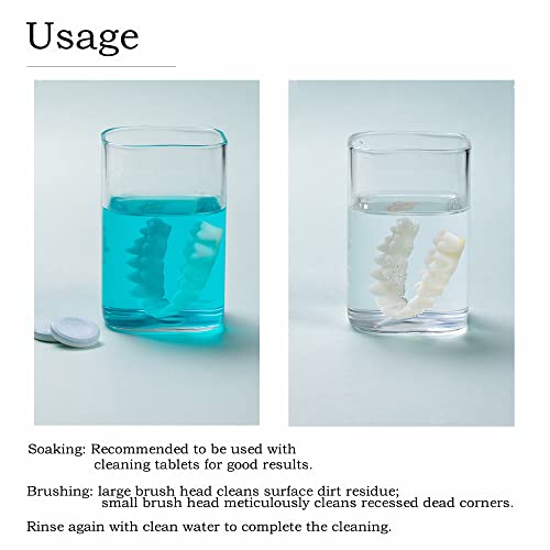 Denture Brush 4Pcs Denture Toothbrushes£¬Denture Cleaning Care Cleaning Brush £¬Double Sided Toothbrush£¬Multi-Layered Bristles and Rubber Anti-Slip Handle (Purple, Green, Blue, Orange)