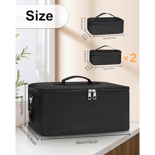Relavel Makeup Bag Large Makeup Case Professional Cosmetic Storage Organizer Box Brush Holder with 3 Clear Set Bags for Makeup Artists with Shoulder Strap & Adjustable Dividers