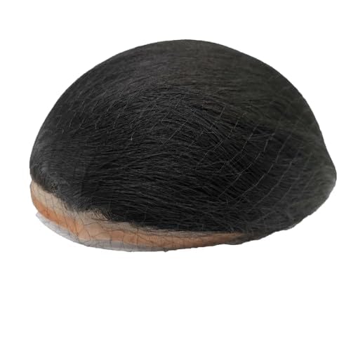 FPM Toupee Lace Front Hair Replacement System - 10x8" Human Hair Pieces for Men (#1 Jet black)