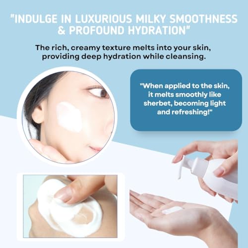 Korean Cleansing Milk for Face ? Gentle Facial Cleanser for Dry & Sensitive Skin, Hydrating Makeup Remover, 6.76 Fl Oz (200ml)
